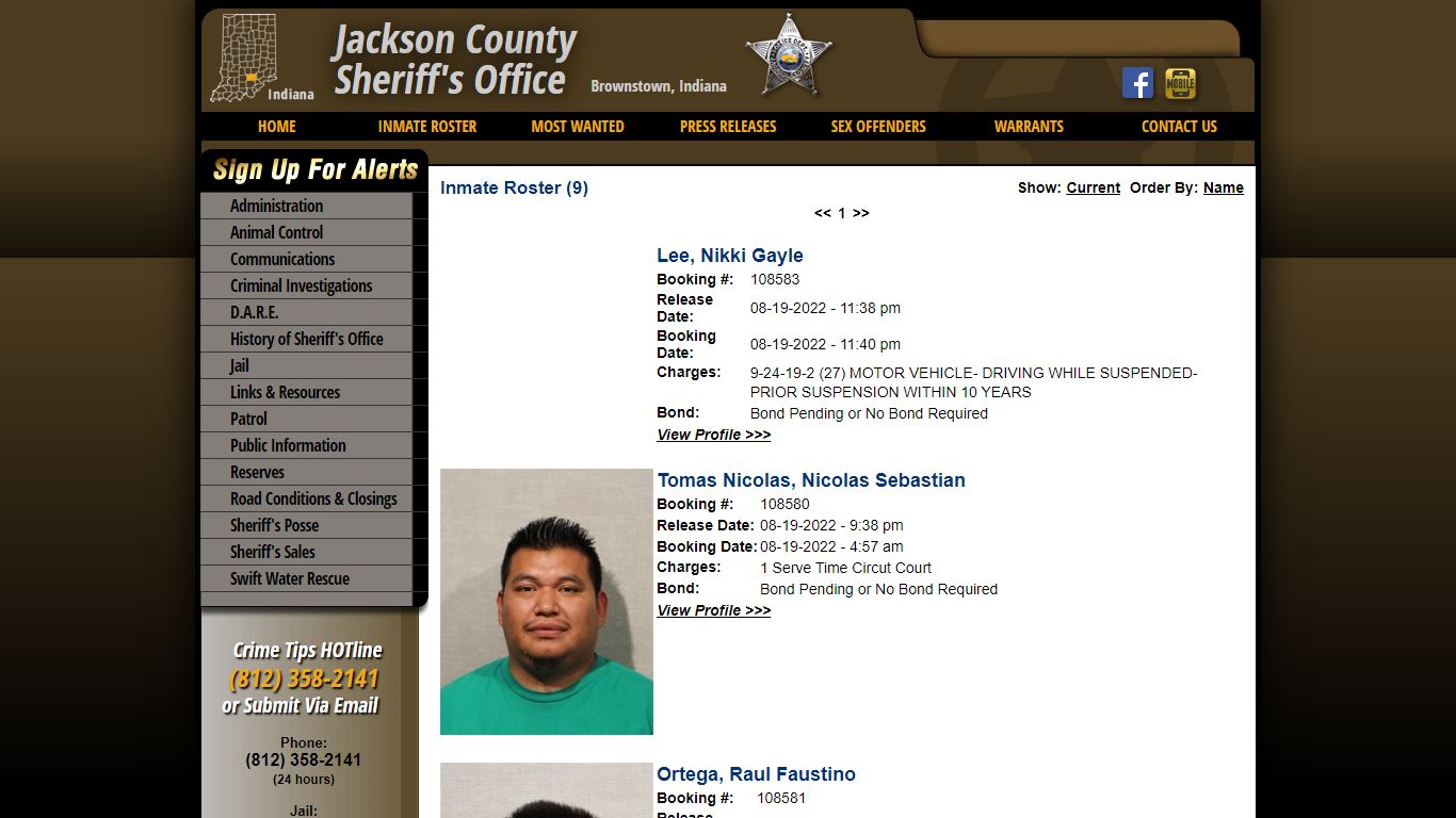 Inmate Roster - Released Inmates Booking Date Descending - Jackson ...